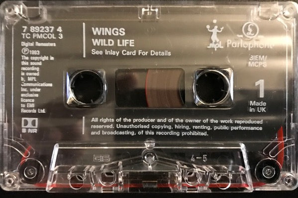 Image of Label Cover of Cassette - VG+/VG+ - WINGS, Wild Life (Parlophone; TCPMCOL 3, Europe 1993 Reissue, The Beatles), , - 2716215C