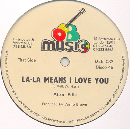 Image of Front Cover of 12" - /VG - ALTON ELLIS, La-La Means I Love You (D.E.B. Music; DEB 033, UK ), Strong VG, only light surface marks., - 2746091S