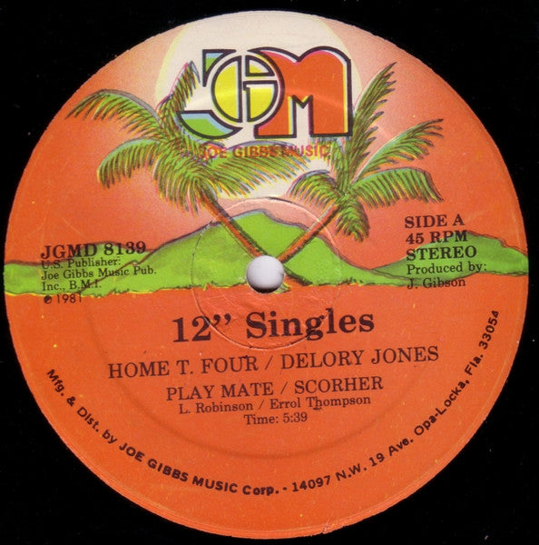 Image of Front Cover of 12" - /VG - HOME T. FOUR / DELORY JONES, Playmate / Scorher (Joe Gibbs Music; JGMD 8139, US 1981), , - 2746093S