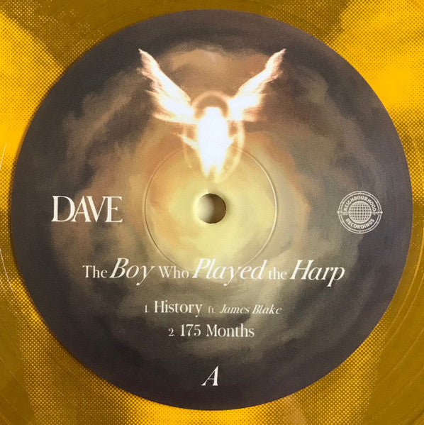 Image of Label Cover of 2xLP - VG+/EX - DAVE , The Boy Who Played The Harp (Neighbourhood Recordings; NBRHD007LPSR, Europe 2025, 2 Inners, Yellow Vinyl), Creasing, light corner wear., - 2726239E