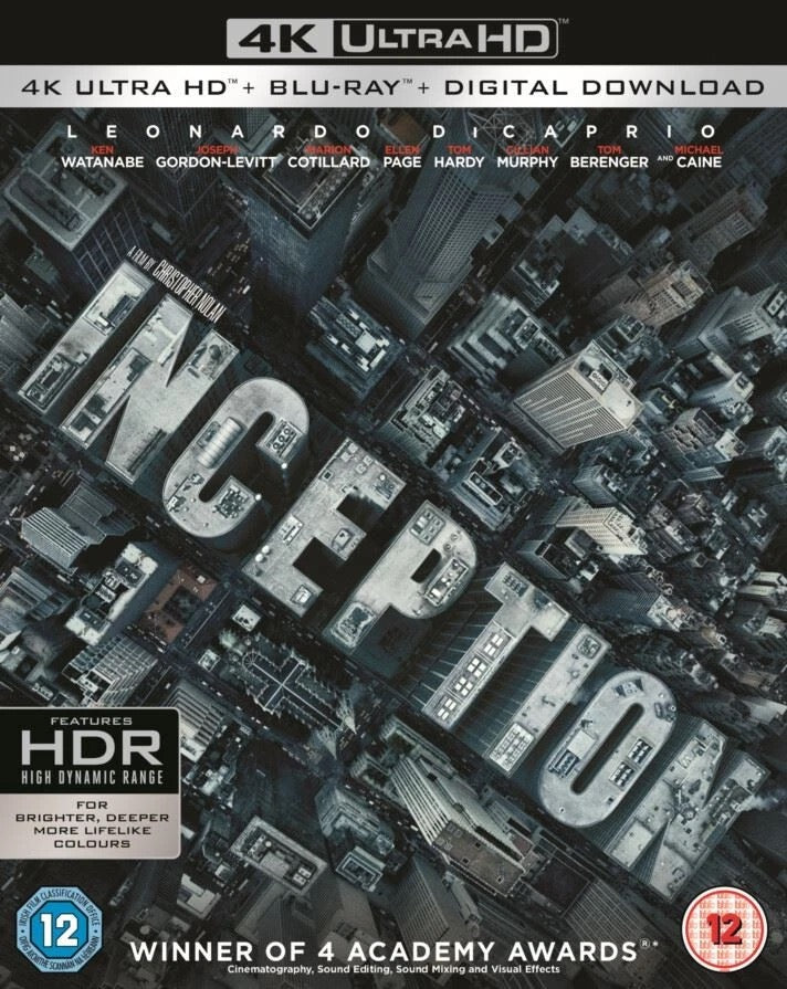 Image of Front Cover of Blu-Ray - M/M - CHRISTOPHER NOLAN, Inception (Warner Brothers; , UK 2010, Slipcase, 4K HD + Bly ray), Sealed, - 2736192E
