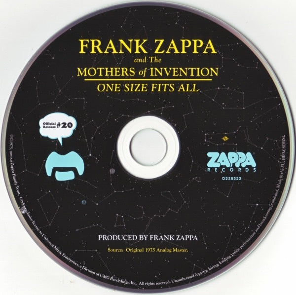 Image of Label Cover of CD - VG+/VG+ - FRANK ZAPPA AND THE MOTHERS OF INVENTION, One Size Fits All (Zappa Records; 0238532, Europe 2012 Reissue, Jewel Case), , - 2816053C