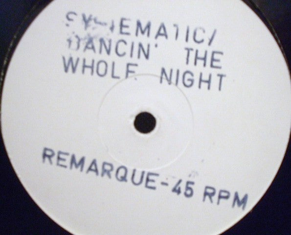 Image of Front Cover of 12" - /VG - SYSTEMATIC, Dancin' The Whole Night (Remarque Records; RMAR 3, France 1991), one or two faint marks/scuffs - strong VG. red sleeve, - 2846133S