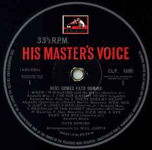 Image of Label Cover of LP - VG/VG+ - FATS DOMINO, Here Comes Fats Domino (His Master's Voice; CLP 1690, UK 1963, Laminated Flipback Sleeve, Company Inner, Mono), Cosmetic mark on first track., - 2816153C