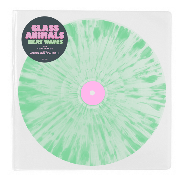 Image of Front Cover of 7" - NEW/NEW - GLASS ANIMALS, Heat Waves (Polydor; 7591886, Europe 2025, Clear and Green Splatter Vinyl), , 5 years of HEAT WAVES. Lets party with a very limited 7" splatter vinyl. On the b side is a cover from the same era never before pressed to vinyl my lockdown version of young and beautiful by lana del rey :) - 9407173C