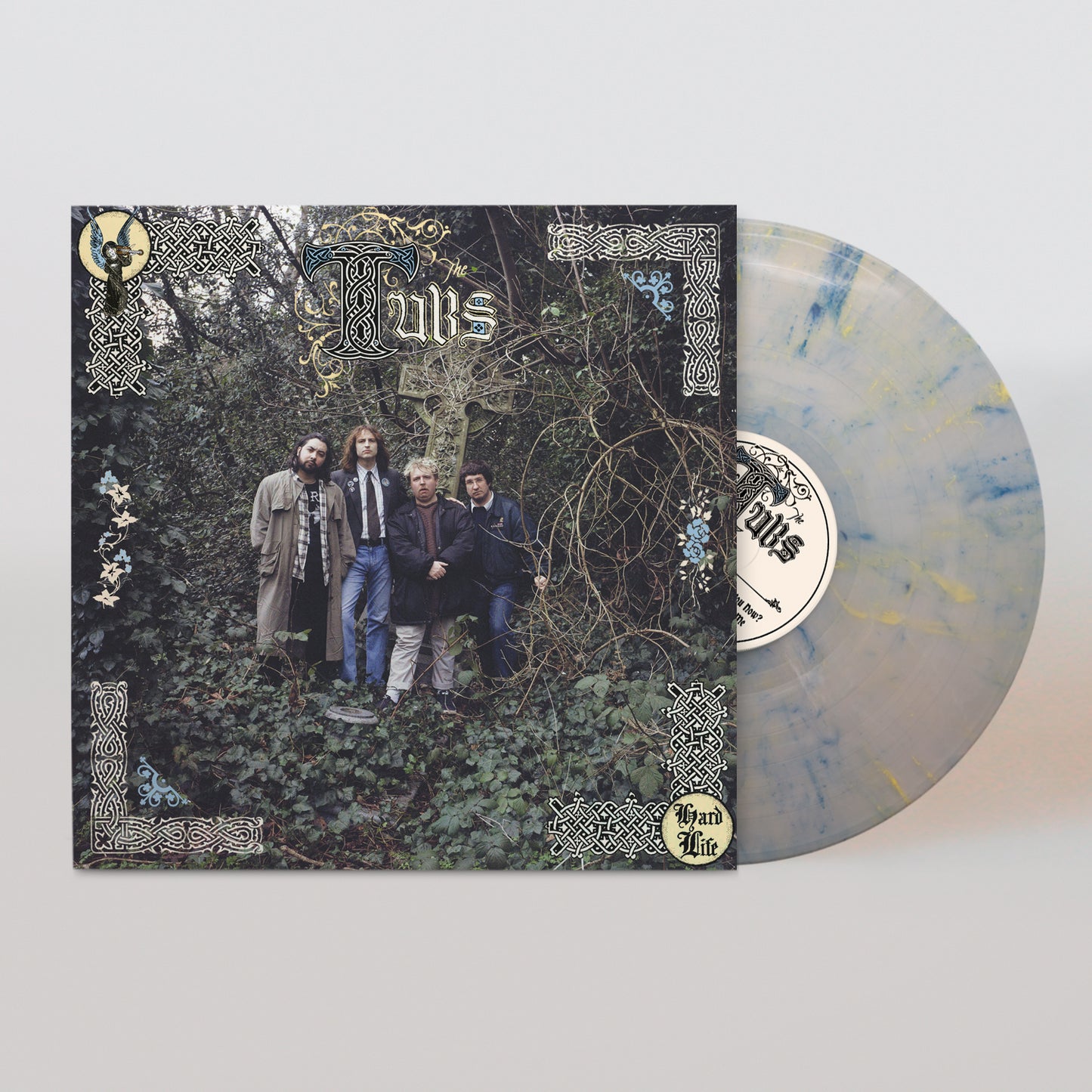 Image of Back Cover of LP - NEW/NEW - THE TUBS, Hard Life (Merge Records; MRG890LP-C1, Europe 2026, Indie Exclusive, Natural with Blue & Yellow Swirl), , The Tubs have never lacked for ambition — on Hard Life, theirs is to complicate the Tub-ullar experience. Having perfected their chemistry across two prior albums, hundreds of shows, and an ever-expanding universe of bands affiliated with London’s Gob Nation Collective (The TSG, Sniffany & The Nits, Spike, and Garden Centre), the London-based Celtic jangle