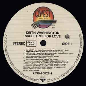 Image of Label Cover of LP - VG/EX - KEITH WASHINGTON, Make Time For Love (Qwest Records; 7599-26528-1, Europe 1991, Inner), Light ringwear on sleeve. Some light creases, - 4046109S