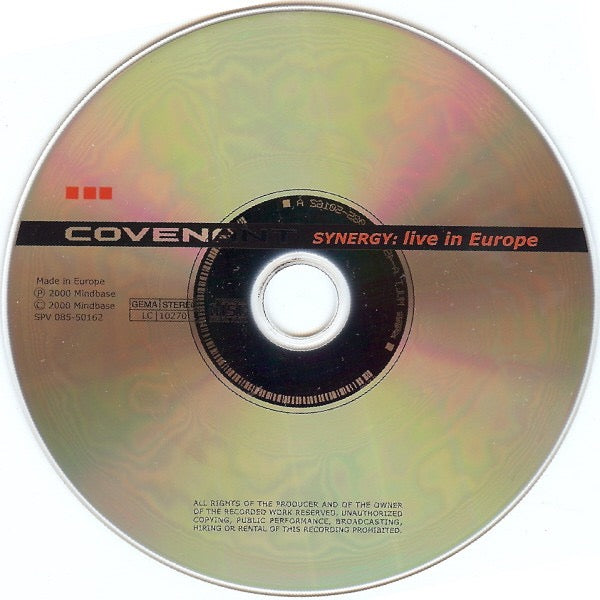 Image of Label Cover of CD - VG+/VG+ - COVENANT, Synergy: Live In Europe (Box Edition) (Dependent; Mind 022, Germany 2000, Box Set, Booklet, Includes VHS), , - 2816309C