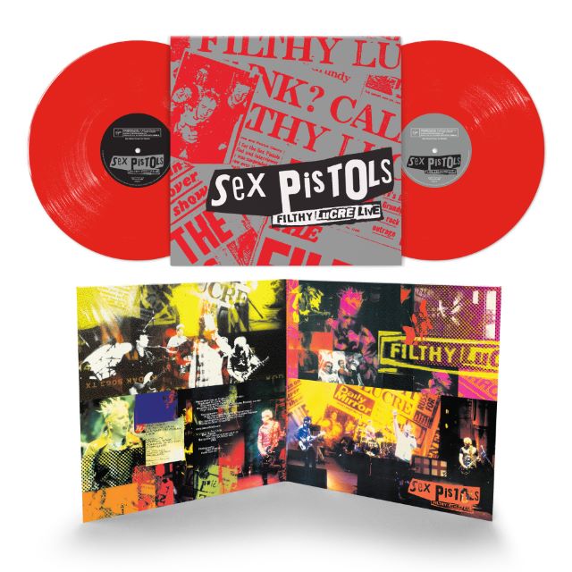 Image of Front Cover of 2xLP - NEW/NEW - SEX PISTOLS, Filthy Lucre - 30th Anniversary (UMR; 5783714, UK 2026 Reissue, Gatefold, Red Vinyl), , Celebrating 30 years of ‘Filthy Lucre’ Live, the incendiary 1996 recording that captured the Sex Pistols’ explosive reunion tour of the same name, this landmark live album returns for the first time as a 2LP, set on red vinyl. The album documents Johnny Rotten, Steve Jones, Paul Cook and Glen Matlock reuniting nearly two decades after their original implosion, revisit