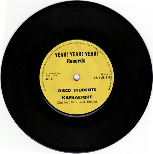 Image of Back Cover of 7" - /VG - DISCO STUDENTS, South Africa House / Kafkaesque (Yeah!Yeah!Yeah! Records ; UH, UK 1979), , - 2826359E