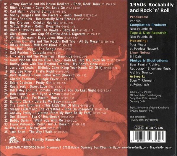 Image of Back Cover of CD - VG+/EX - VARIOUS, Bear Family Records Rocks, Vol. 2 (Bear Family Records; BCD17735, Germany 2025, Digipak, Booklet & Inserts), Opened Instore, - 2916001C