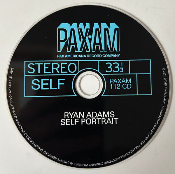 Image of Label Cover of CD - VG+/VG+ - RYAN ADAMS, Self Portrait (Pax Americana Record Company; PAXAM112CD, UK & US 2025, Gatefold), , - 2936023E