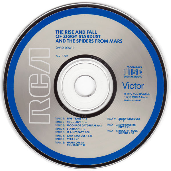 Image of Label Cover of CD - VG+/VG+ - DAVID BOWIE, The Rise And Fall Of Ziggy Stardust And The Spiders From Mars (RCA; PCD1-4702, US 1984, Jewel Case, RCA 1984 reissue, Disc made in Japan, Sleeve printed in US), , - 2936026E