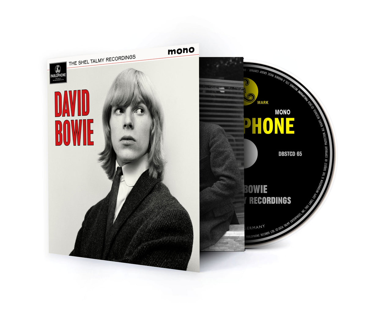 Image of Back Cover of CD - NEW/NEW - DAVID BOWIE, The Shel Talmy Recordings (Parlophone; , UK 2026, Digipak, 16 Page Booklet), , A new compilation of Bowie's 1965 recordings with famed producer Shel Talmy (The Kinks / The Who etc). The album includes the various backing bands for Bowie at the time; Davie Jones and the Lower Third, Davie Jones, and The Mannish Boys which feature Jimmy Page on guitar. The CD features 10 previously unreleased tracks with unheard Bowie compositions, alternative takes and an in