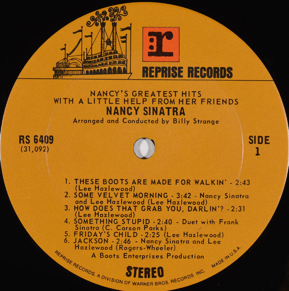 Image of Label Cover of LP - VG/VG - NANCY SINATRA, Nancy's Greatest Hits (Reprise Records; RS 6409, US 1970), Edge and ring wear., - 2946125S