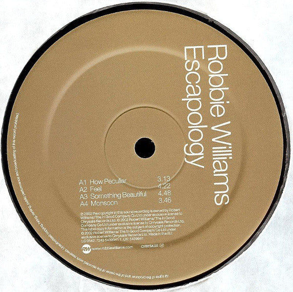 Image of Label Cover of 2xLP - VG+/VG+ - ROBBIE WILLIAMS, Escapology (Chrysalis; 7243 5439941 1, Europe 2002, Gatefold), , - 2916160C