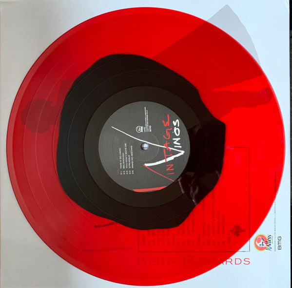 Image of Label Cover of 2xLP - EX/EX - KEITH RICHARDS, Vintage Winos (BMG; 538876590, 2023 Reissue, Gatefold, 3 Prints, Record Store Day 2023, Apple Red in Black Vinyl, Side 4 Etched), , - 2926154E