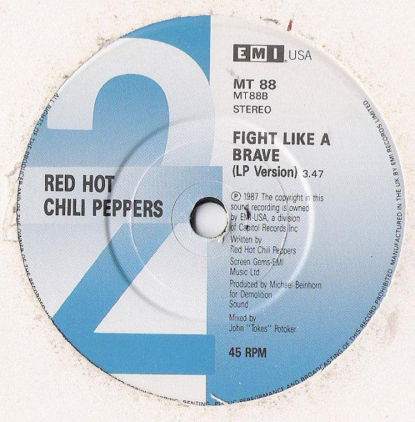 Image of Label Cover of 7" - VG/VG - RED HOT CHILI PEPPERS, Higher Ground (EMI USA Paper Labels; mt 88, UK 1990, Picture Sleeve), , - 2916356C