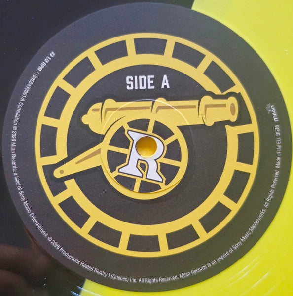 Image of Label Cover of 2xLP - NEW/NEW - VARIOUS ARTISTS, Heated Rivalry (Milan; 19958439991, Europe 2026, Gatefold, Poster, Limited Edition Montreal Metros Blue/Red and Boston Raiders Black/Yellow Vinyl, Two Trading Cards), , Whether you re cheering for Montreal or Boston, Hollanov always comes out on top. Relive every beat of Shane and Ilya s yearslong rivalry--turned--romance with the official Heated Rivalry soundtrack on vinyl, featuring a curated selection of needle--drops from the series by Wolf Parad