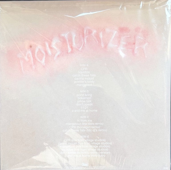 Image of Back Cover of 2xLP - EX/EX - WET LEG, moisturizer (deluxe) (Domino; WIGLP530X2, UK 2026 Reissue, Gatefold, 2 Inners & Insert, Transparent Red Vinyl), Still in hype stickered shrinkwrap., - 2946265S