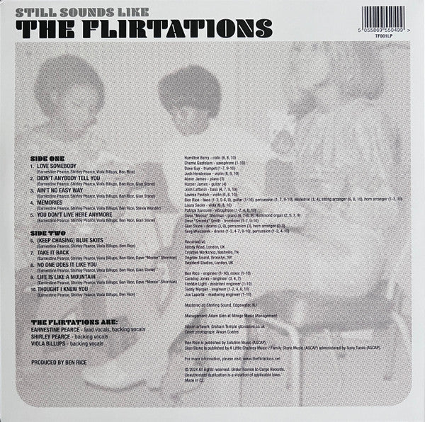 Image of Back Cover of LP - EX/EX - THE FLIRTATIONS, Still Sounds Like The Flirtations (Cargo Records; TF001LP, Worldwide 2024, Picture Sleeve), Opened Instore, - 2926266E