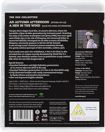 Image of Back Cover of Blu-Ray - VG+/VG+ - YASUJIRO OZU, An Autumn Afternoon (BFI; BFIB1072, UK 2011 Reissue, Booklet, With DVD), , - 2916475C