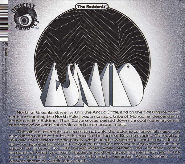 Image of Back Cover of CD - VG+/VG - THE RESIDENTS, Eskimo (Mute; LCDSTUMM296, UK, Europe & US 2008, Hardback), , - 2936159E