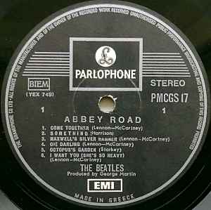 Image of Label Cover of LP - VG/G - THE BEATLES, Abbey Road (Apple Records; PMCGS 17, Greece 1969, Laminated Front Sleeve), feelable scratches, edge wear, - 3046071S