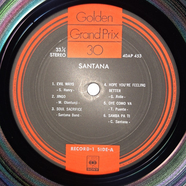 Image of Label Cover of 2xLP - VG/VG+ - SANTANA, Golden Grand Prix 30 (CBS/Sony; 40AP 453~4, Japan 1977, Gatefold, No Obi), , - 3016218C
