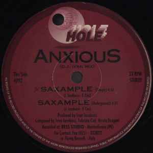 Image of Label Cover of 12" - VG/VG+ - ANXIOUS, Saxample (Hole; 4292, Italy 1992, Stickered Plain Sleeve), Sleeve has warped at the opening, - 3046125S