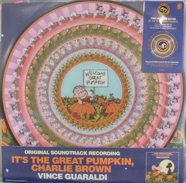Image of Front Cover of LP - NEW/NEW - VINCE GUARALDI, It s The Great Pumpkin, Charlie Brown (Concord; 7278680, Europe 2026 Reissue, Limited Edition Zoetrope), , Rising from the pumpkin patch to celebrate the 60th Anniversary of It's The Great Pumpkin, Charlie Brown this first zoetrope edition of the album, featuring Vince Guaraldi's timeless score. With classic scenes from the special on each side, this 45RPM album contains Halloween favorites Graveyard Theme, The Great Pumpkin Waltz and Linus and Luc