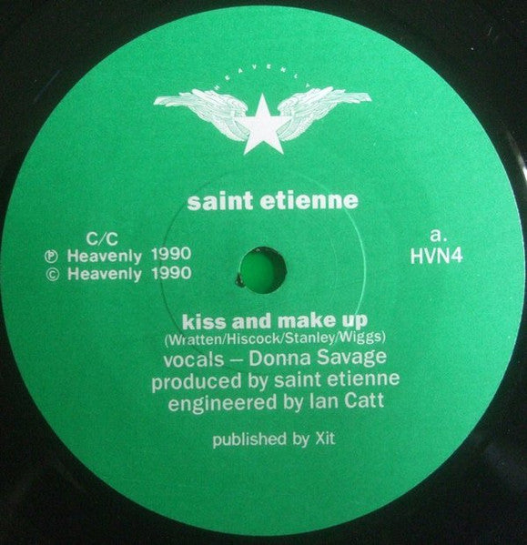 Image of Label Cover of 7" - VG/VG - SAINT ETIENNE, Kiss And Make Up (Heavenly; HVN 4, UK 1990), Strong VG, - 3016232C