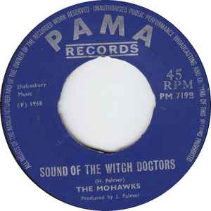 Image of Back Cover of 7" - /G+ - THE MOHAWKS, The Champ / Sounds Of The Witch Doctors (Pama Records; PM 719, UK 1968, Plain Sleeve, 4 prong centre), Lots of marks. Plays well. Centre in tact., - 3026181E