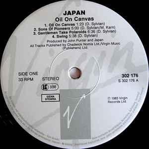Image of Label Cover of 2xLP - VG/VG - JAPAN, Oil On Canvas (Virgin; VD 2513, Europe 1988 Reissue, Gatefold), Strong VG - just one light scratch on track B4, sticker damage lower back cover, small promo notch bottom edge, - 3046217S