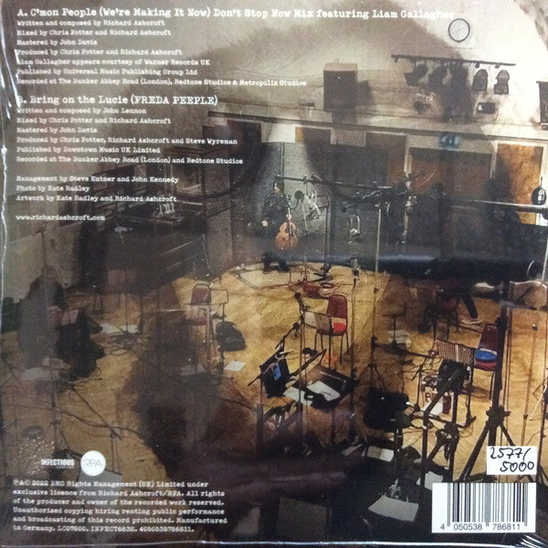 Image of Back Cover of 7" - EX/EX - RICHARD ASHCROFT FEATURING LIAM GALLAGHER, C'mon People (We're Making It Now) (Don't Stop Now Mix) (Infectious Music; INFECT683S, Europe 2022, Picture Sleeve), No. 2697/5000. Still in shrinkwrap., - 3016286C