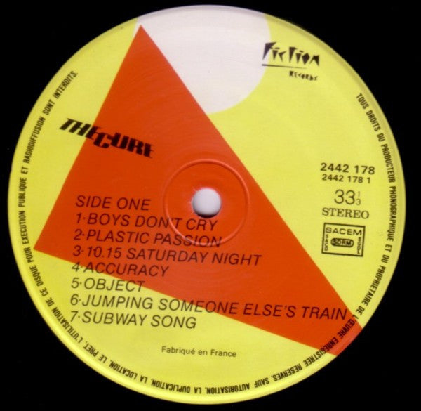 Image of Label Cover of LP - VG/VG - THE CURE, Boys Don't Cry (Fiction Records; 2442 178, France 1980s Reissue, Cat no centered above price code on back cover), Strong VG - a few light marks, edge wear, sticker damage, corner bumps, - 3246172S