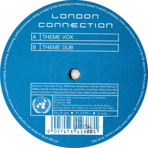 Image of Front Cover of 12" - /VG - LONDON CONNECTION, Theme (United Roots; FLC1015-1, UK 1998), Conservative grading, light crackle on run-ins. WOL., - 3046210S