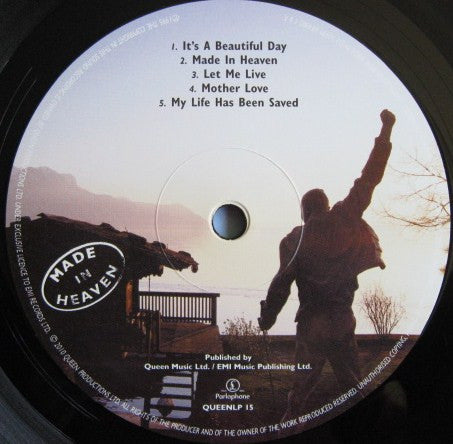 Image of Label Cover of LP - VG/VG - QUEEN, Made In Heaven (Parlophone; QUEENLP 15, Europe 2010 Reissue, Gatefold, NO plastic outer sleeve, Inner, 3 Prints, 200 Gram Vinyl), Hairlines & light marks, top edge seam split, - 3046298S