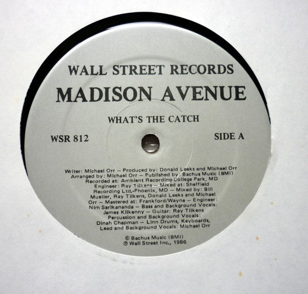 Image of Front Cover of LP - /VG+ - MADISON AVENUE, What's The Catch / Hang On (Wall Street Records; WSR 812, US 1986), , - 3126018E