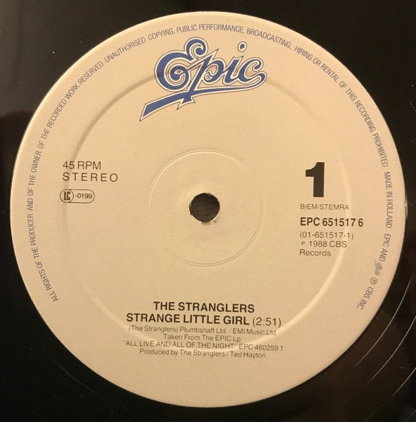 Image of Label Cover of 12" - VG/VG+ - THE STRANGLERS, Strange Little Girl (Epic; EPC 651517 6, Europe 1988, Picture Sleeve), , - 3116077C