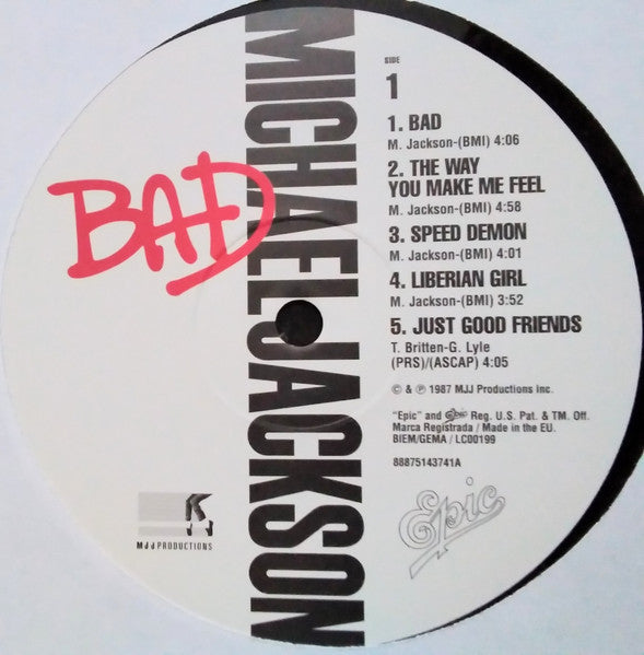 Image of Label Cover of LP - VG/VG - MICHAEL JACKSON, Bad (Epic; 88875143741, Europe 2019 Reissue, Gatefold, Inner), Light hairlines. Creases on sleeve., - 3126026E
