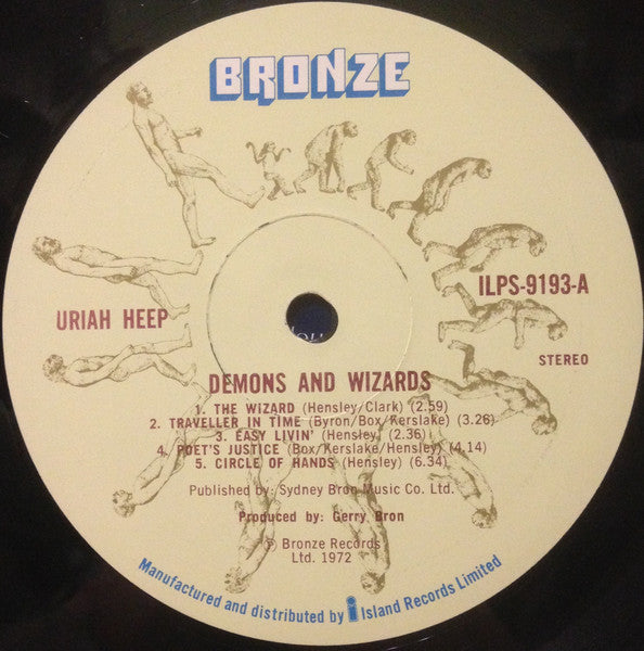 Image of Label Cover of LP - VG/G - URIAH HEEP, Demons And Wizards (Bronze; ILPS 9193, UK 1972, Tinsley Robor Group Ltd Gatefold Sleeve, No Inner), Light marks, No Inner, - 3116080C
