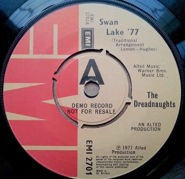 Image of Front Cover of 7" - VG+/EX - THE DREADNAUGHTS, Swan Lake '77 / Nice Weather (For Ducks) (EMI; EMI 2701, UK 1977, Promo, Company Sleeve, 4-Prong Centre), , - 3116139C