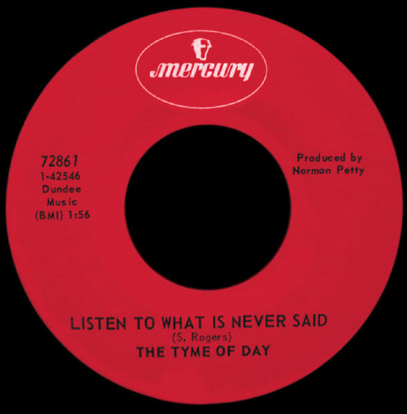 Image of Label Cover of 7" - /EX - THE TYME OF DAY, Listen To What Is Never Said / I Wanna Know (Mercury; 72861, US 1968), , - 3156038S