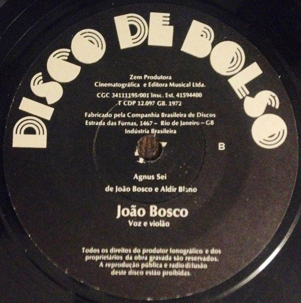 Image of Back Cover of 7" - /VG+ - ANTONIO CARLOS JOBIM, JO O BOSCO, O Tom De Ant nio Carlos Jobim E O Tal De Jo o Bosco (Disco De Bolso; none, Brazil 1972, Inner sleeve only), Stamp on label., - 3156040S