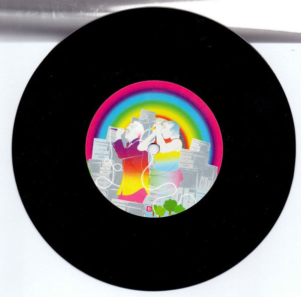 Image of Label Cover of 7" - G+/VG - JUNIOR SENIOR, Chicks And Dicks / Move Your Feet (Crunchy Frog; JUNIORDJ2, UK 2003, Promo, Picture Sleeve), Sleeve has wear, a large sticker ghost on front, staining on reverse, - 3116233C