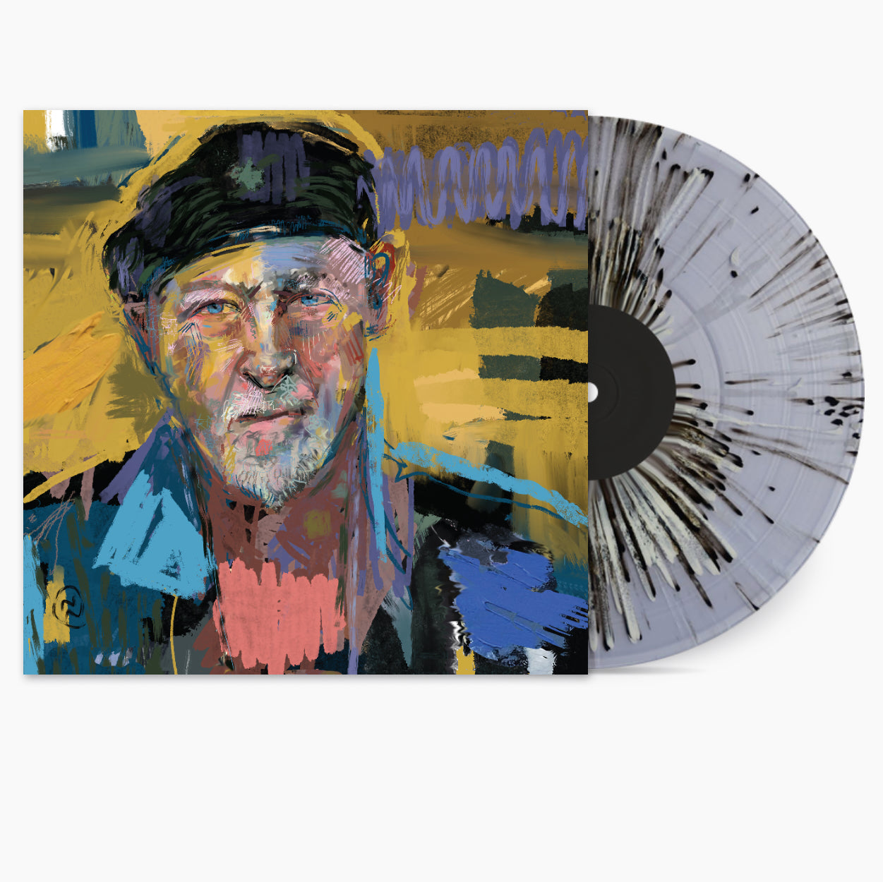 Image of Back Cover of 2xLP - NEW/NEW - RICHARD THOMPSON, Hippies, Thugs and Heroes (New West Records; LPNW7072, UK 2026, Gatefold, Indie Exclusive, Black Splatter Vinyl), , Sixty years into a career that began with Fairport Convention and has spanned decades as one of rock's most acclaimed singer-songwriters, Richard Thompson is still chasing surprise. On Hippies, Thugs and Heroes, he lets his subconscious take the wheel, pulling from a cast of old friends, false gurus, former selves, and invented characte
