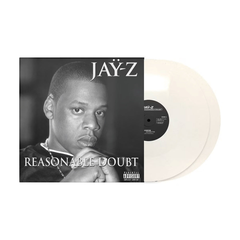 Image of Back Cover of 2xLP - NEW/NEW - JAŸ-Z, Reasonable Doubt (30th Anniversary) (Diggers Factory; JAYZ30ALTLP, Europe 2026 Reissue, Jewel Case, White Vinyl, Alternative Cover), , June 25, 1996. A hungry, razor-sharp JAŸ-Z released his debut studio album, Reasonable Doubt, independently on Roc-A-Fella Records. Built on smooth jazz samples, cinematic street noir production, and unmatched lyrical dexterity, the album transformed mafioso rap into high art and established Jay-Z as one of hip-hop's greatest ly