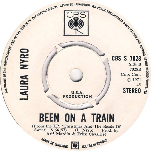 Image of Back Cover of 7" - VG/VG+ - LAURA NYRO, When I Was A Freeport And You Were The Main Drag (CBS; CBS S 7028, UK 1971, Promo, Company Sleeve, 4-Prong Centre), Foxing to sleeve. , - 3116275C