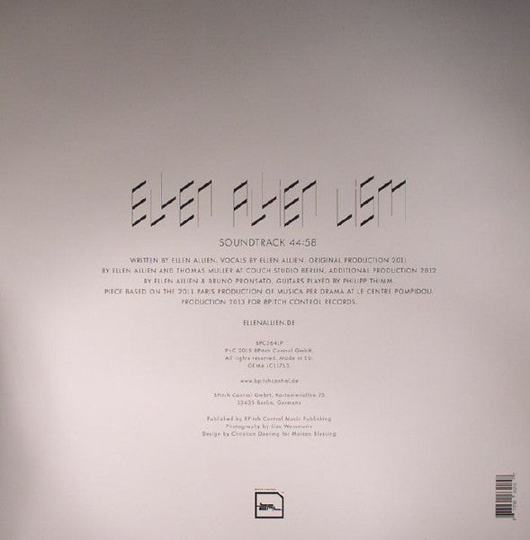 Image of Back Cover of LP - VG/G+ - ELLEN ALLIEN, LISm (BPitch Control; BPC264LP, Germany 2016, No CD), Lighter marks mainly, - 3116304C